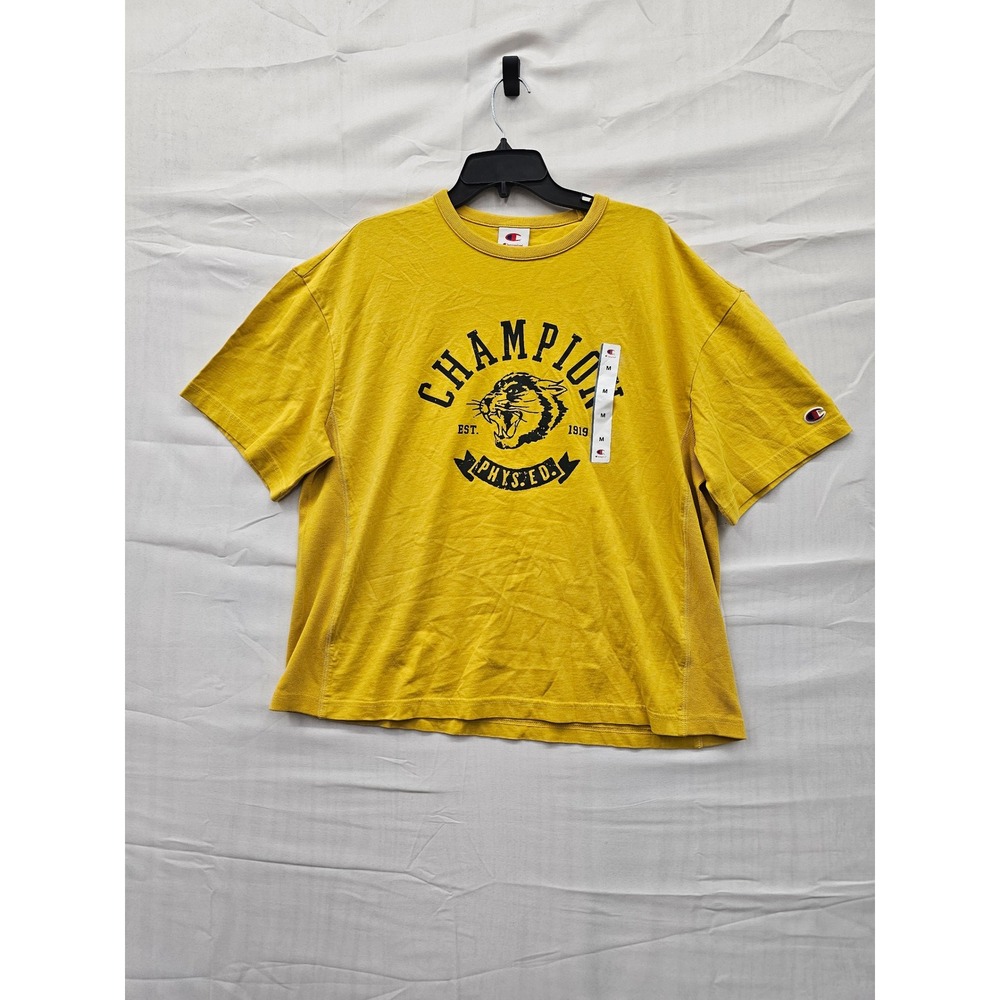 Champion Womens Phys Ed Cougar Graphic Tee Lemon Curry Yellow M CPM253TS02012